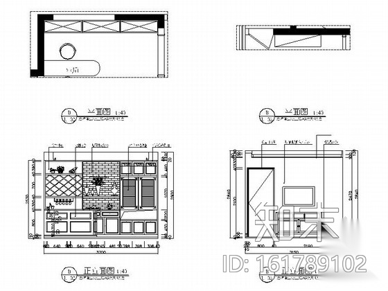 精品简约现代风格三居室装修室内设计施工图（含软装方案...cad施工图下载【ID:161789102】