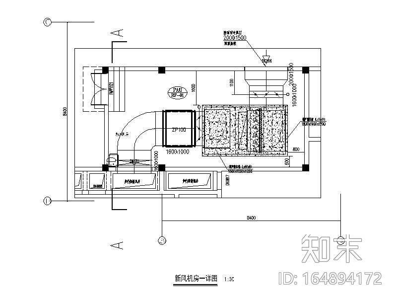 暖通空调机房大样图CADcad施工图下载【ID:164894172】