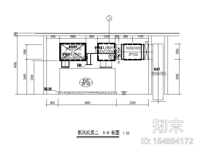 暖通空调机房大样图CADcad施工图下载【ID:164894172】