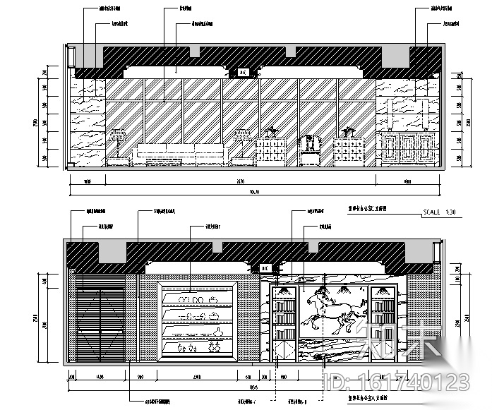 [福建]混搭风格写字楼办公空间设计施工图（附效果图）cad施工图下载【ID:161740123】