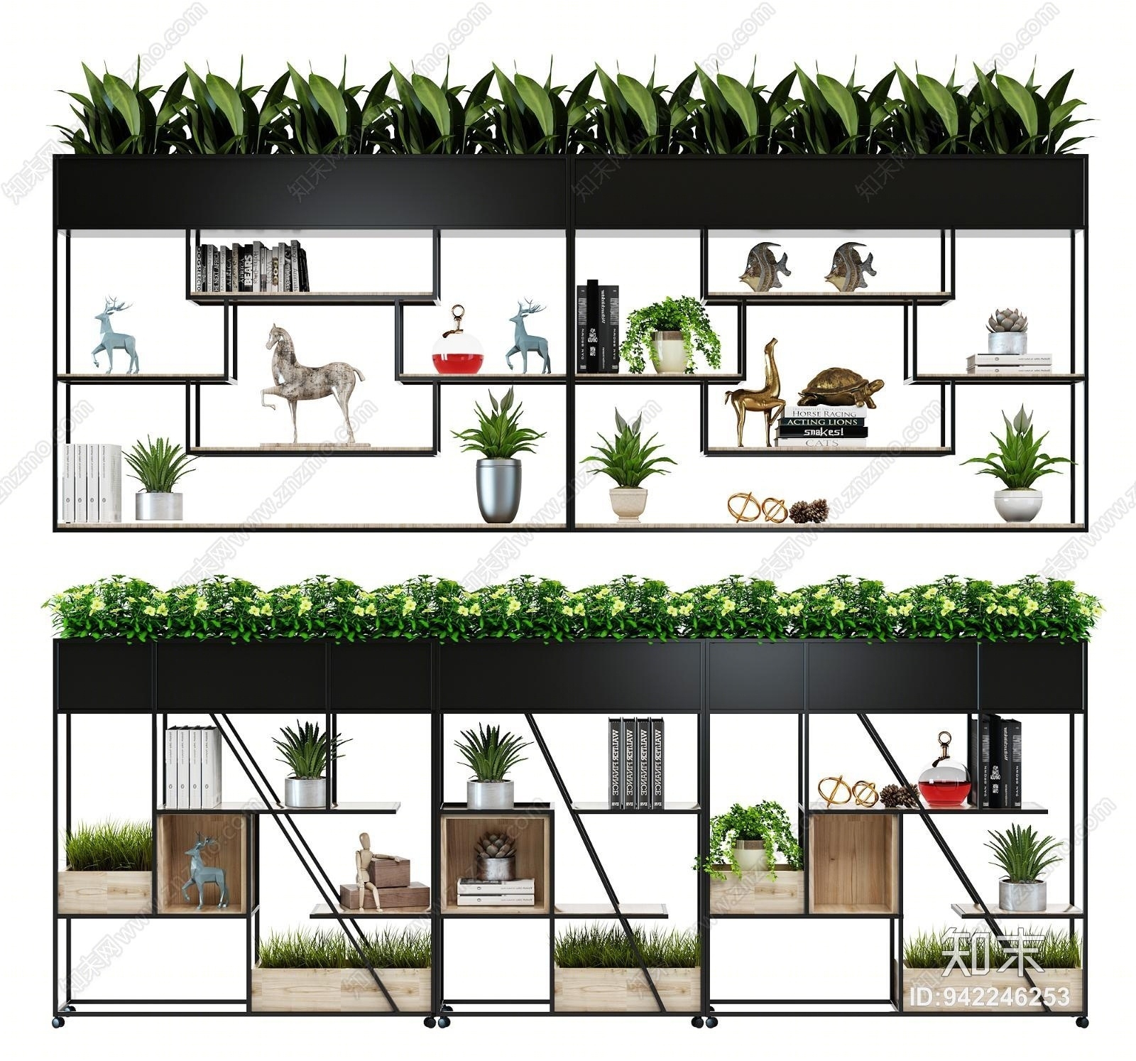 现代工业风隔断柜架书柜3D模型下载【ID:942246253】