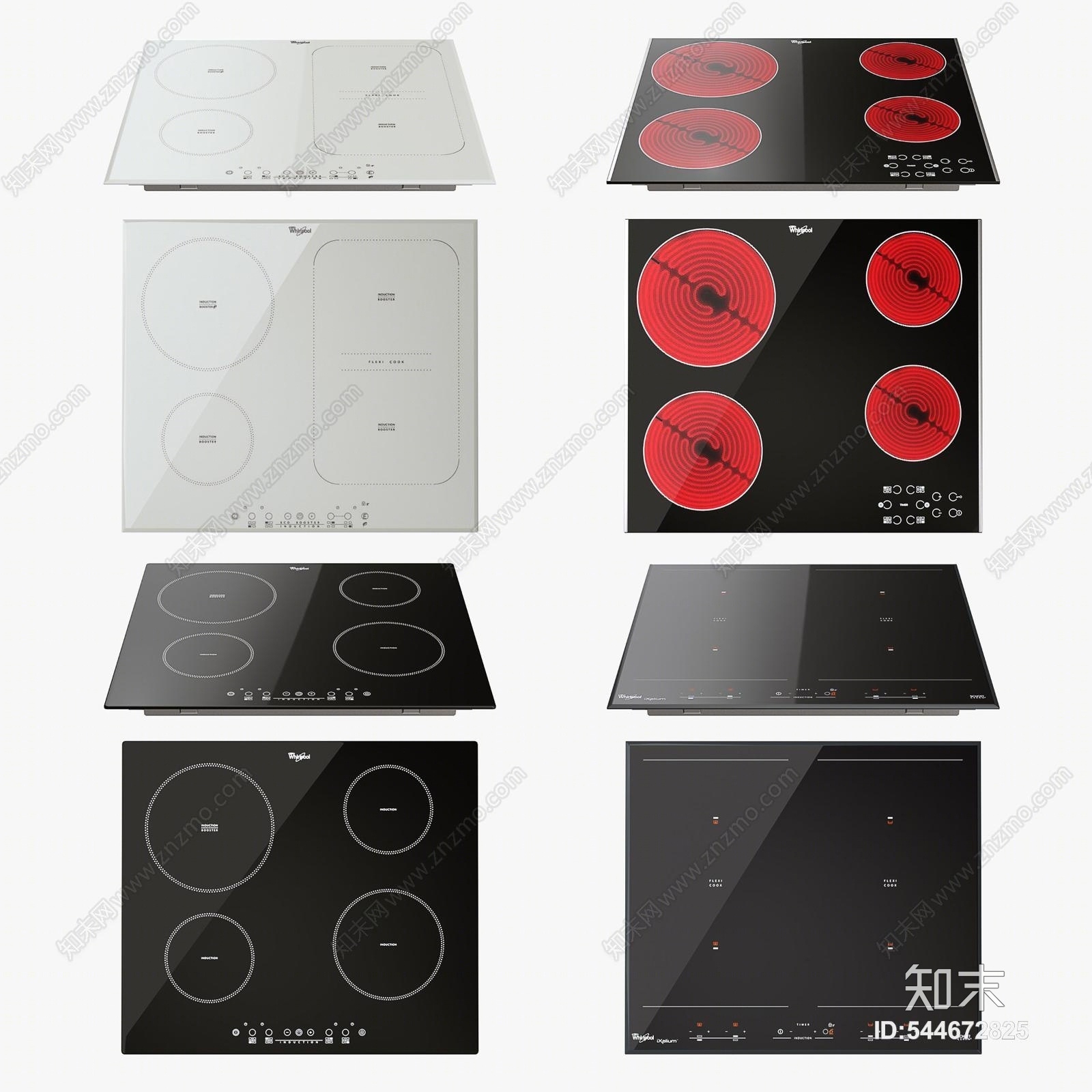 现代厨房电器电磁炉组合3D模型下载【ID:544672825】