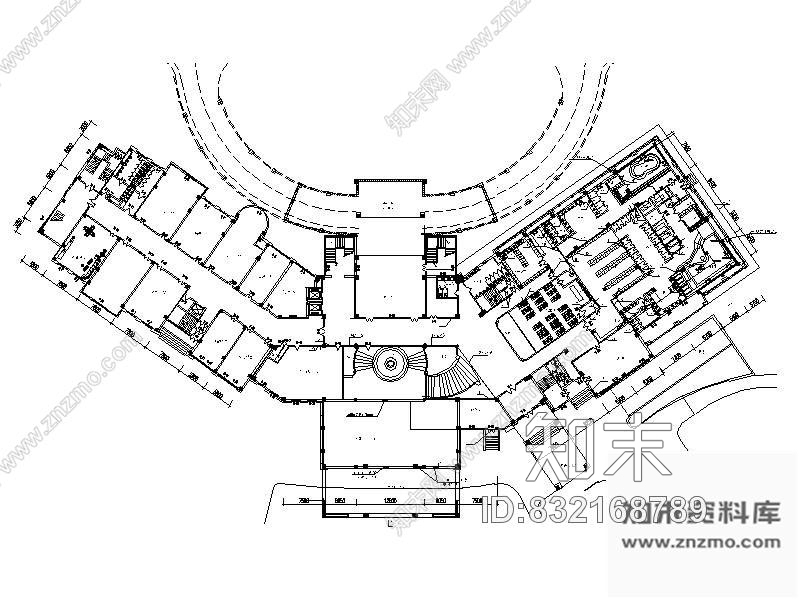 图块/节点高尔夫会所平面图cad施工图下载【ID:832168789】