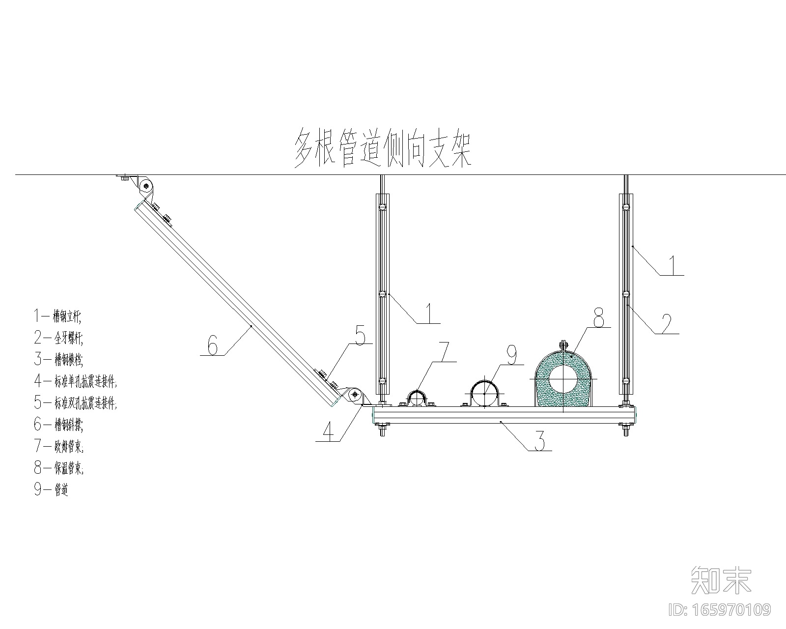 制药车间抗震支架系统结构布置及节点图2018cad施工图下载【ID:165970109】