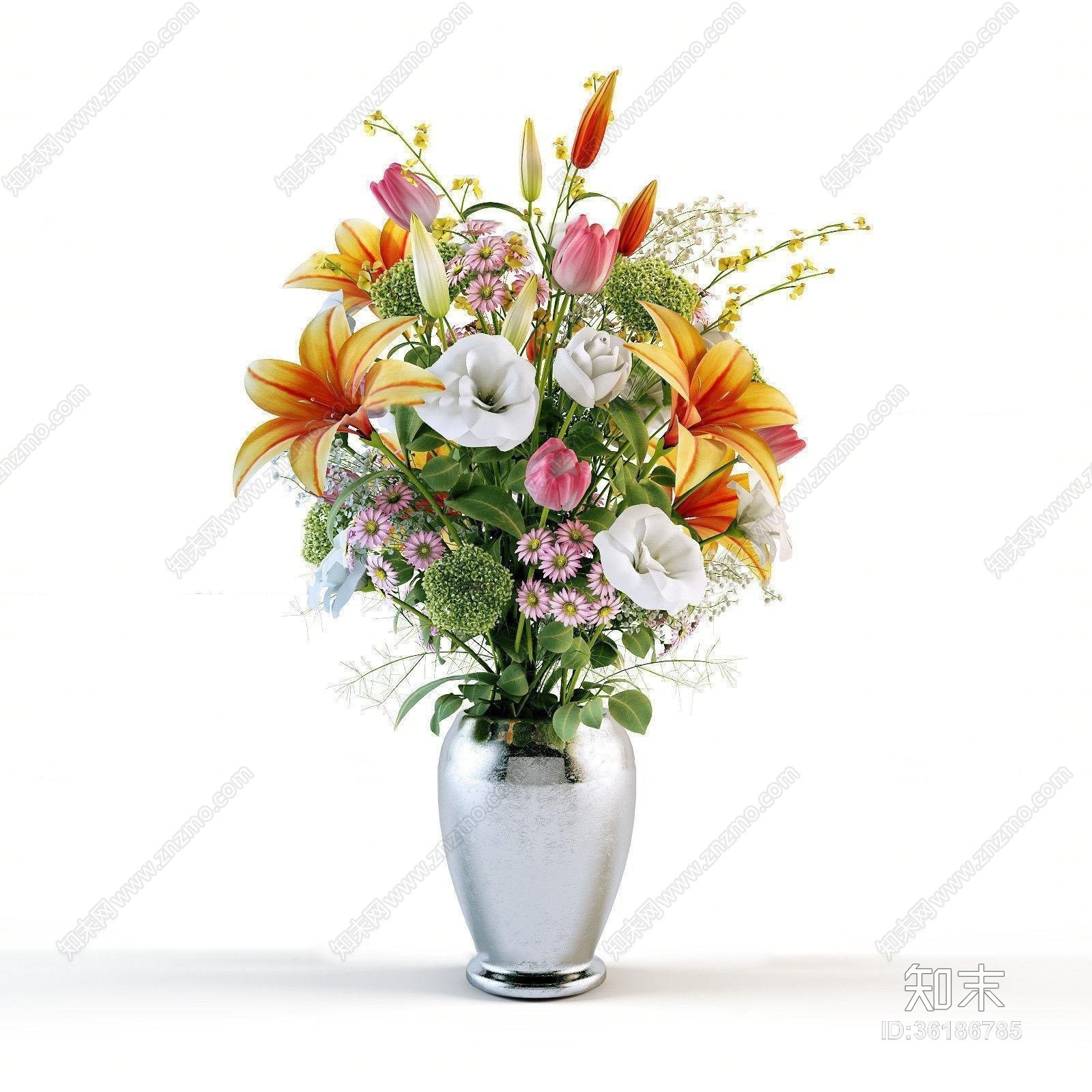 现代花瓶花卉组合3D模型下载【ID:36186785】