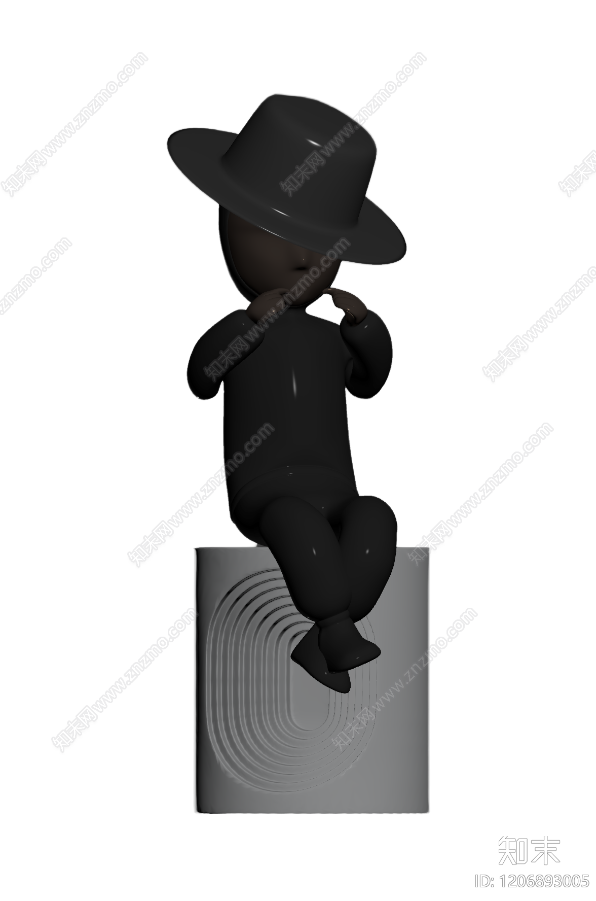 戴帽人物雕塑3D模型下载【ID:1206893005】