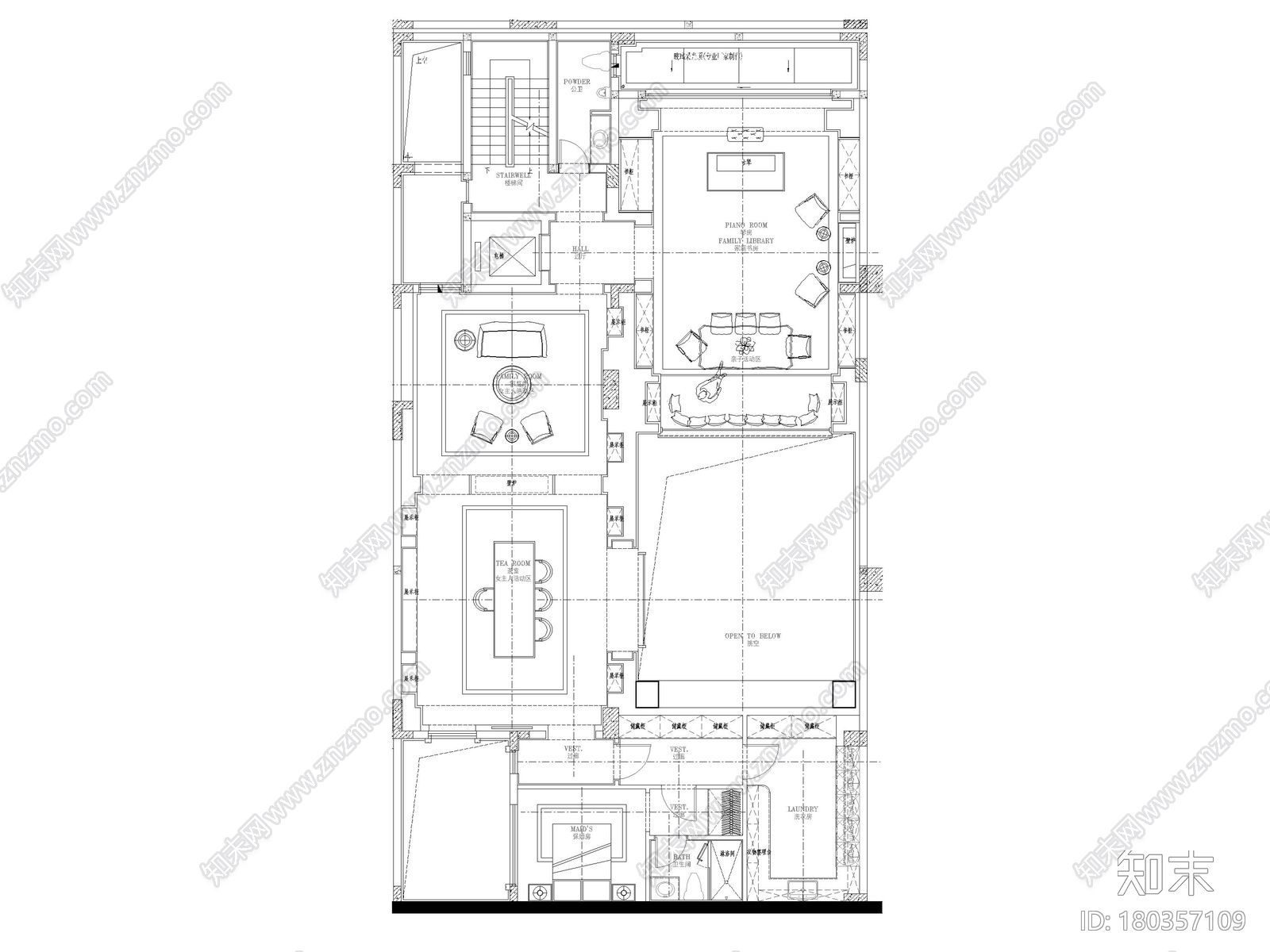 [成都]875㎡新中式四居别墅样板间项目图纸施工图下载【ID:180357109】