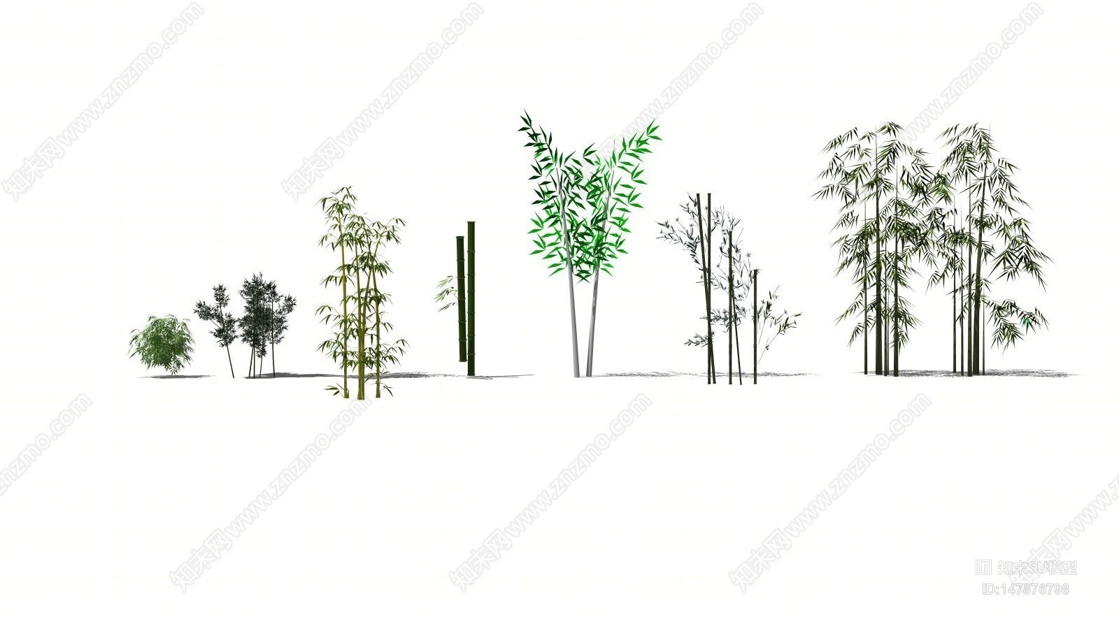 新中式竹元素植物竹子SU模型下载【ID:147876798】