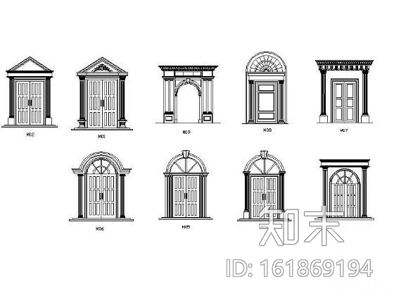 门套图块集cad施工图下载【ID:161869194】