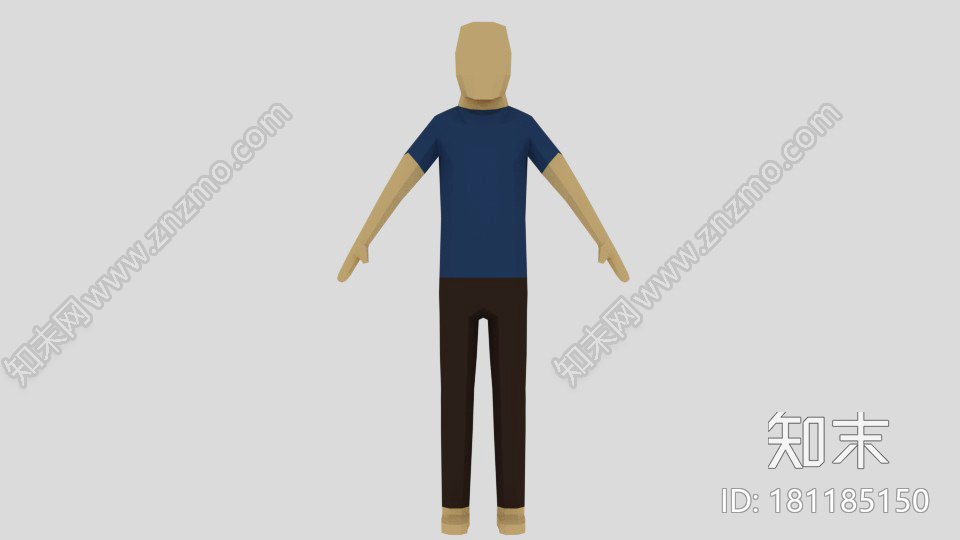 lowpoly几何多边形卡通男性CG模型下载【ID:181185150】