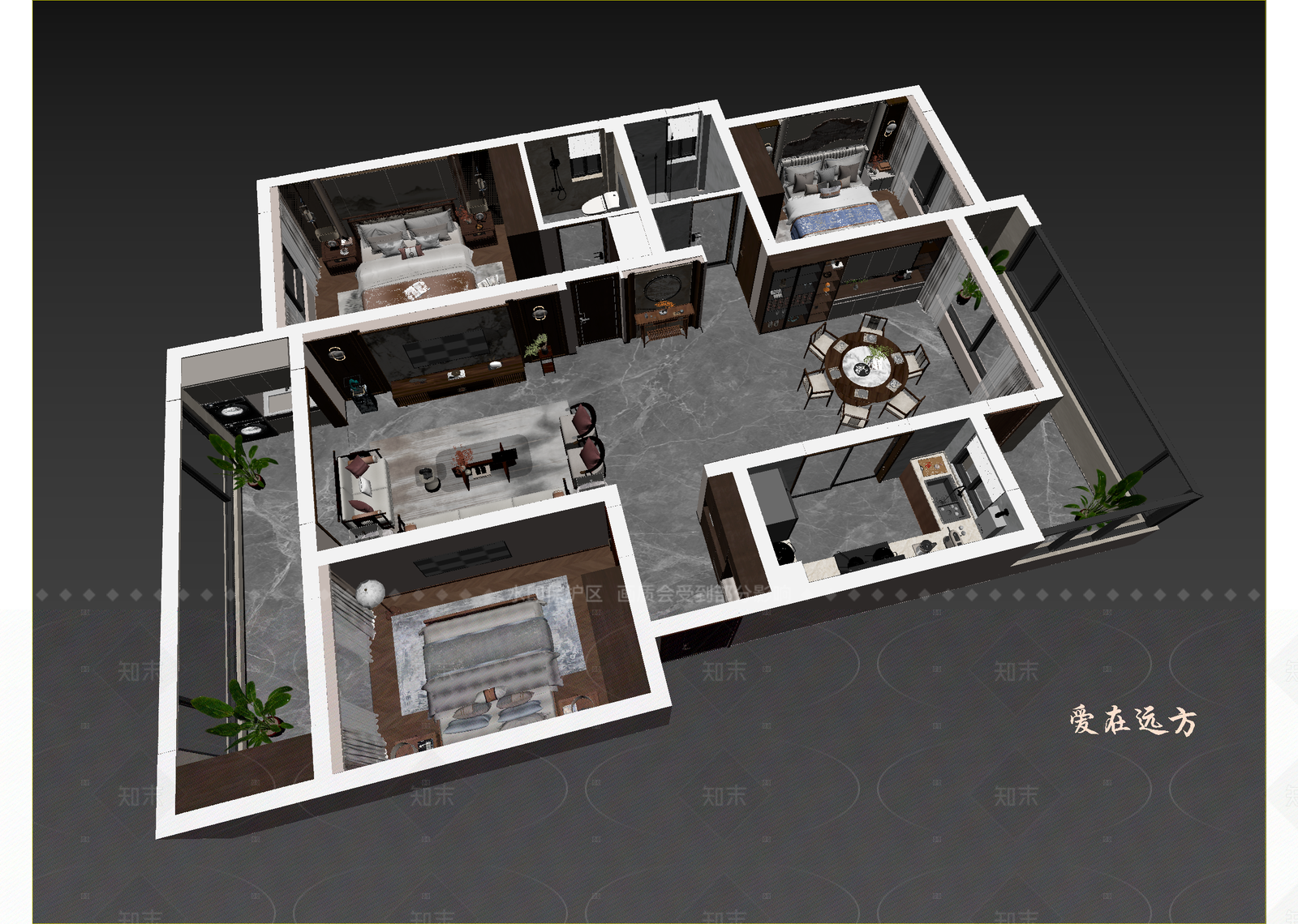 新中式公寓3D模型下载【ID:1214950237】