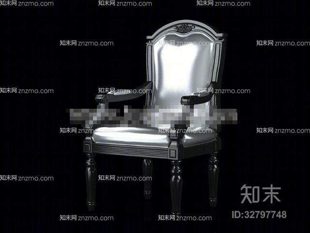 后现代黑色木艺扶手椅3D模型下载【ID:32797748】