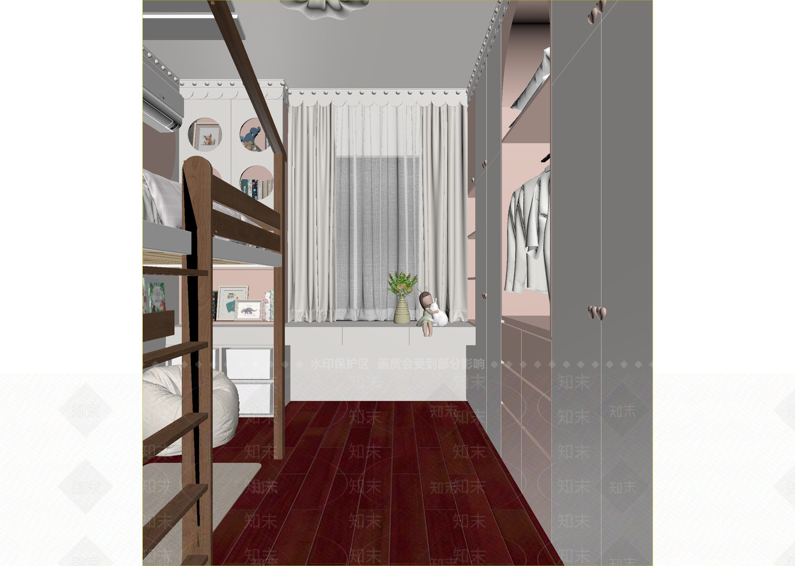 现代通用儿童房3D模型下载【ID:1214663424】