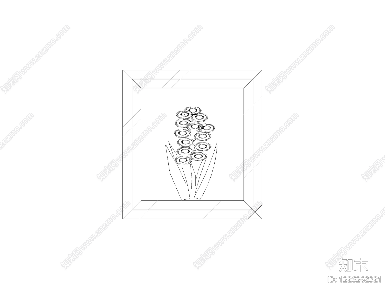 陈设类立面挂画cad施工图下载【ID:1226262321】