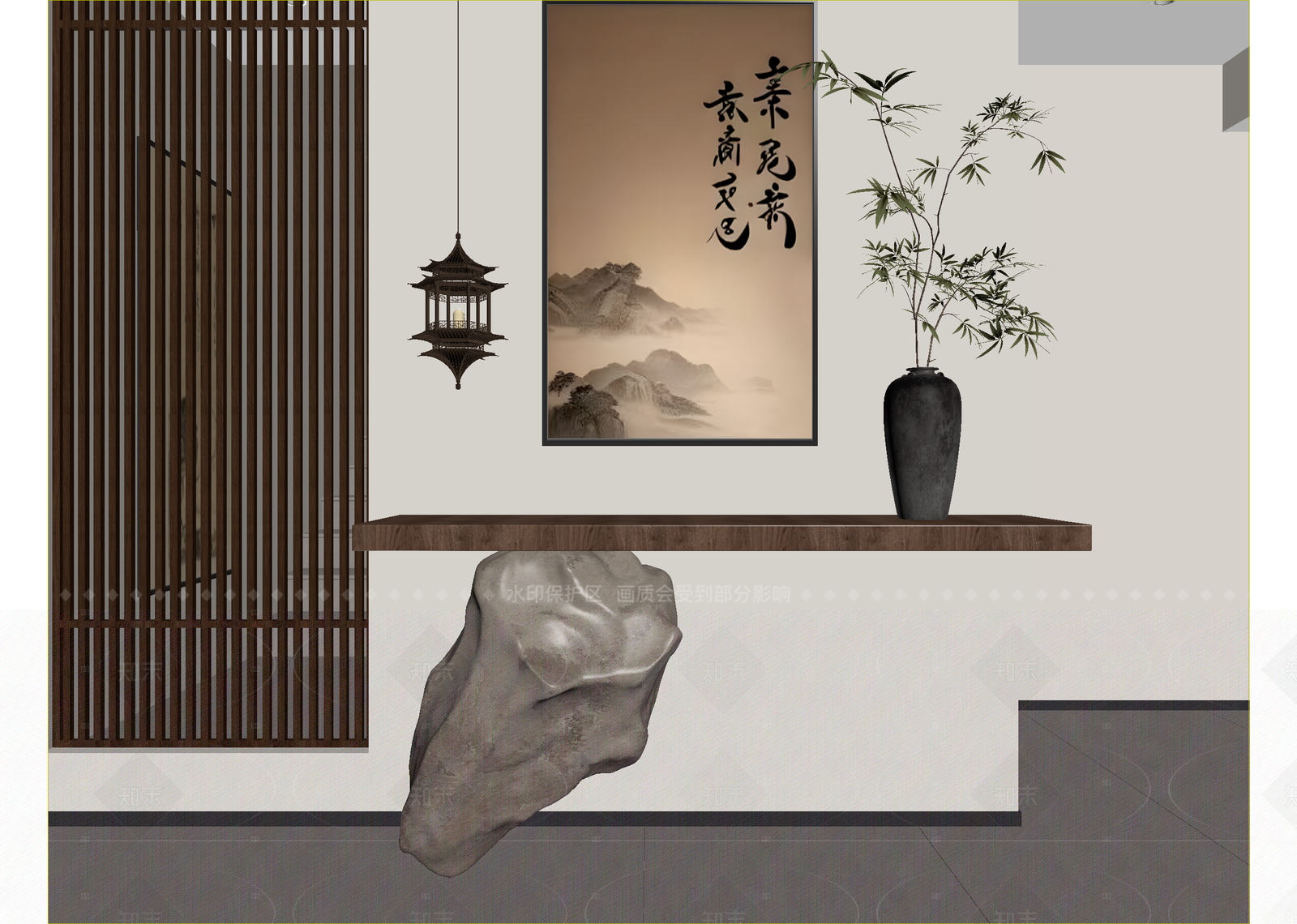 新中式玄关3D模型下载【ID:1214934405】