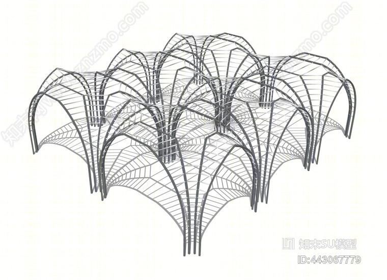 钢构廊架SU模型下载【ID:443067779】