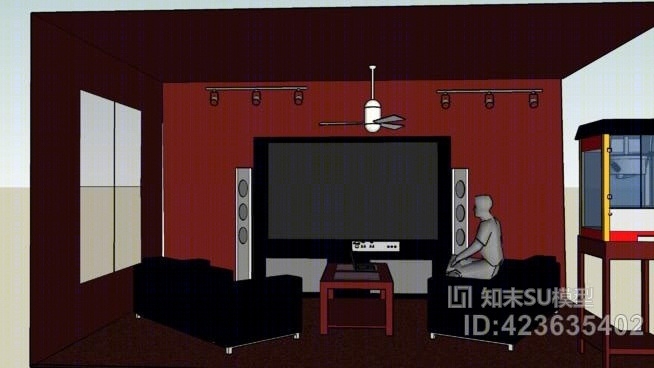 家庭电影室SU模型下载【ID:423635402】