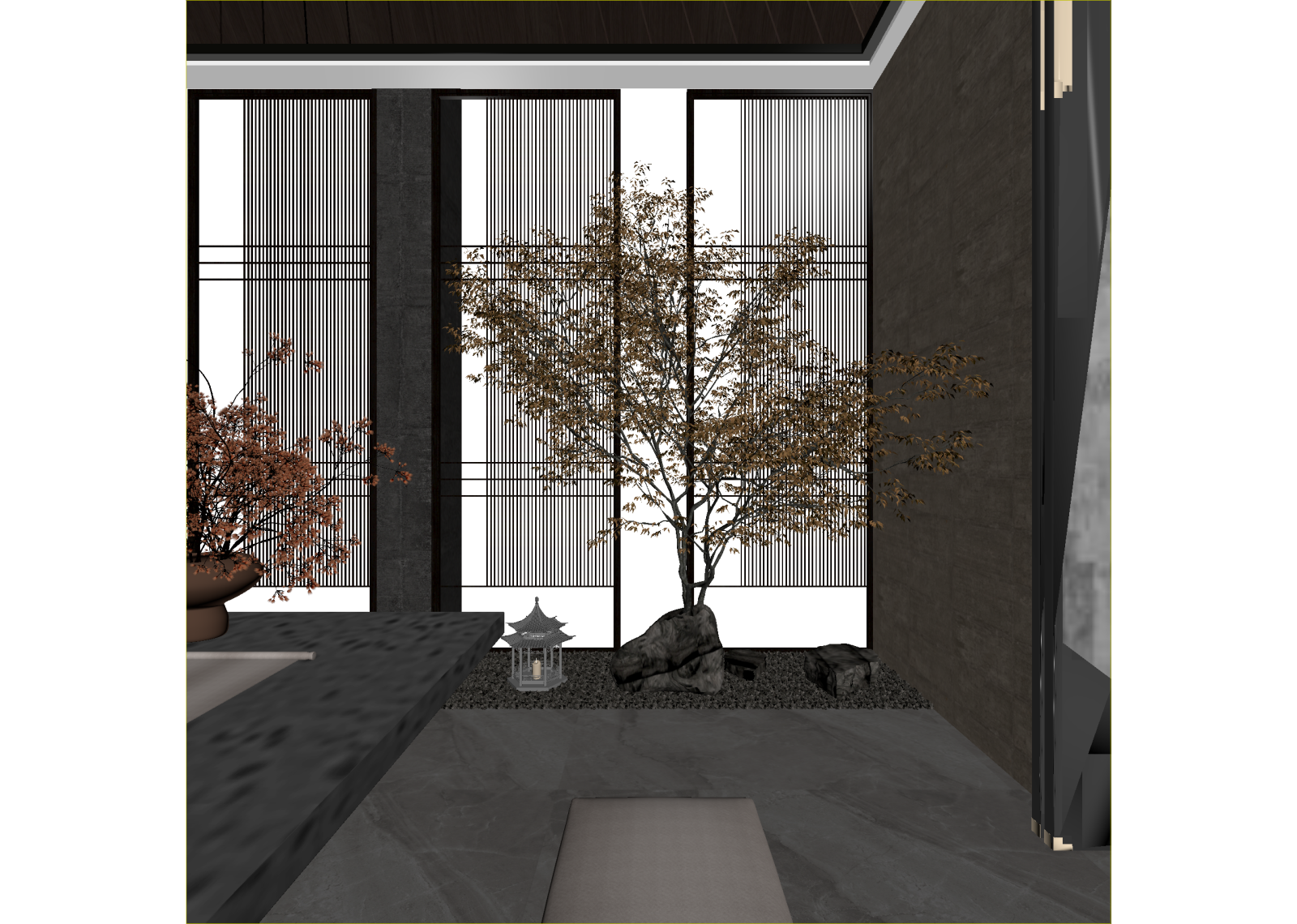 新中式酒店大堂3D模型下载【ID:1214938799】