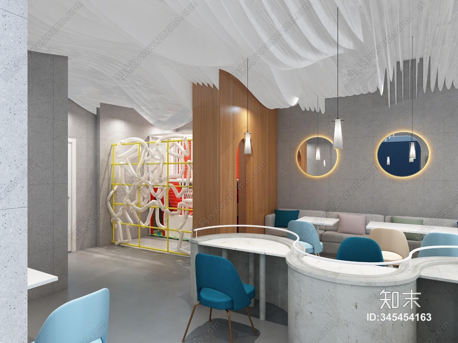 现代茶餐厅3D模型下载【ID:345454163】