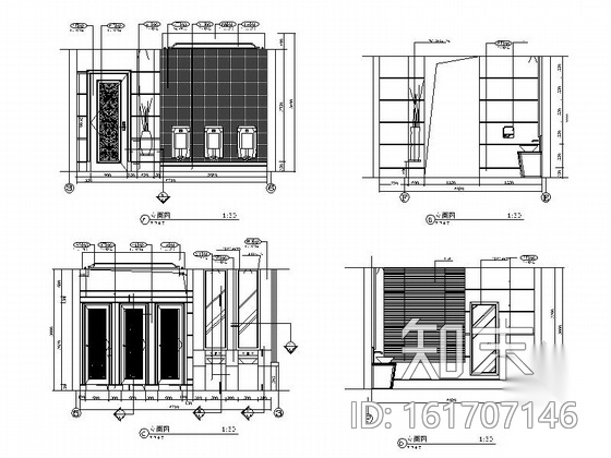 [江苏]精品豪宅社区现代风格售楼部室内装修施工图cad施工图下载【ID:161707146】