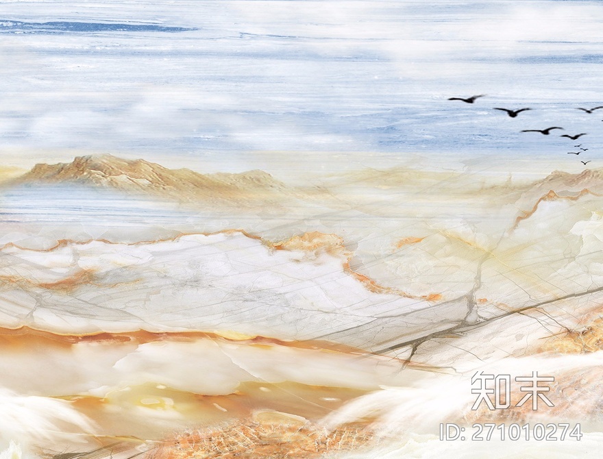 大理石玄关电视背景墙山水画贴图下载【ID:271010274】