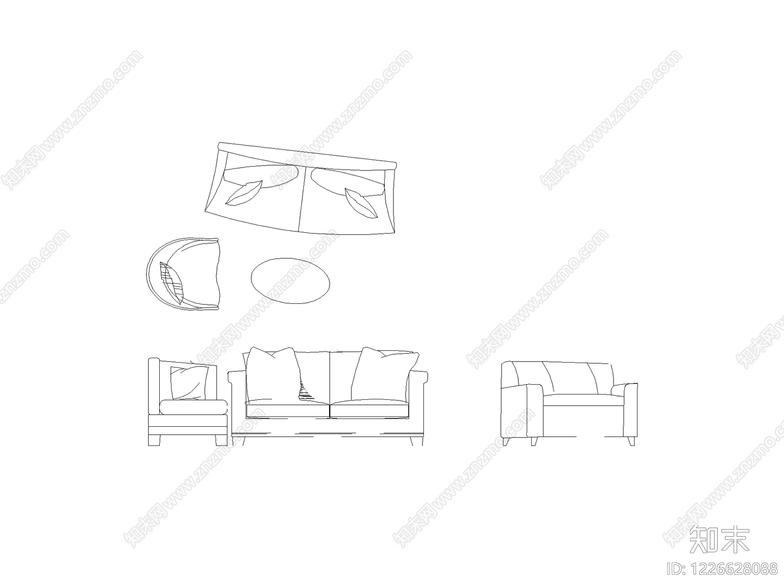 现代,意式沙发CAD图纸