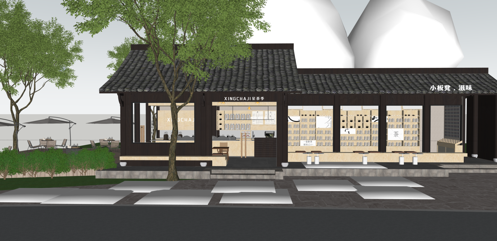 新中式茶馆SU模型下载【ID:1216045258】