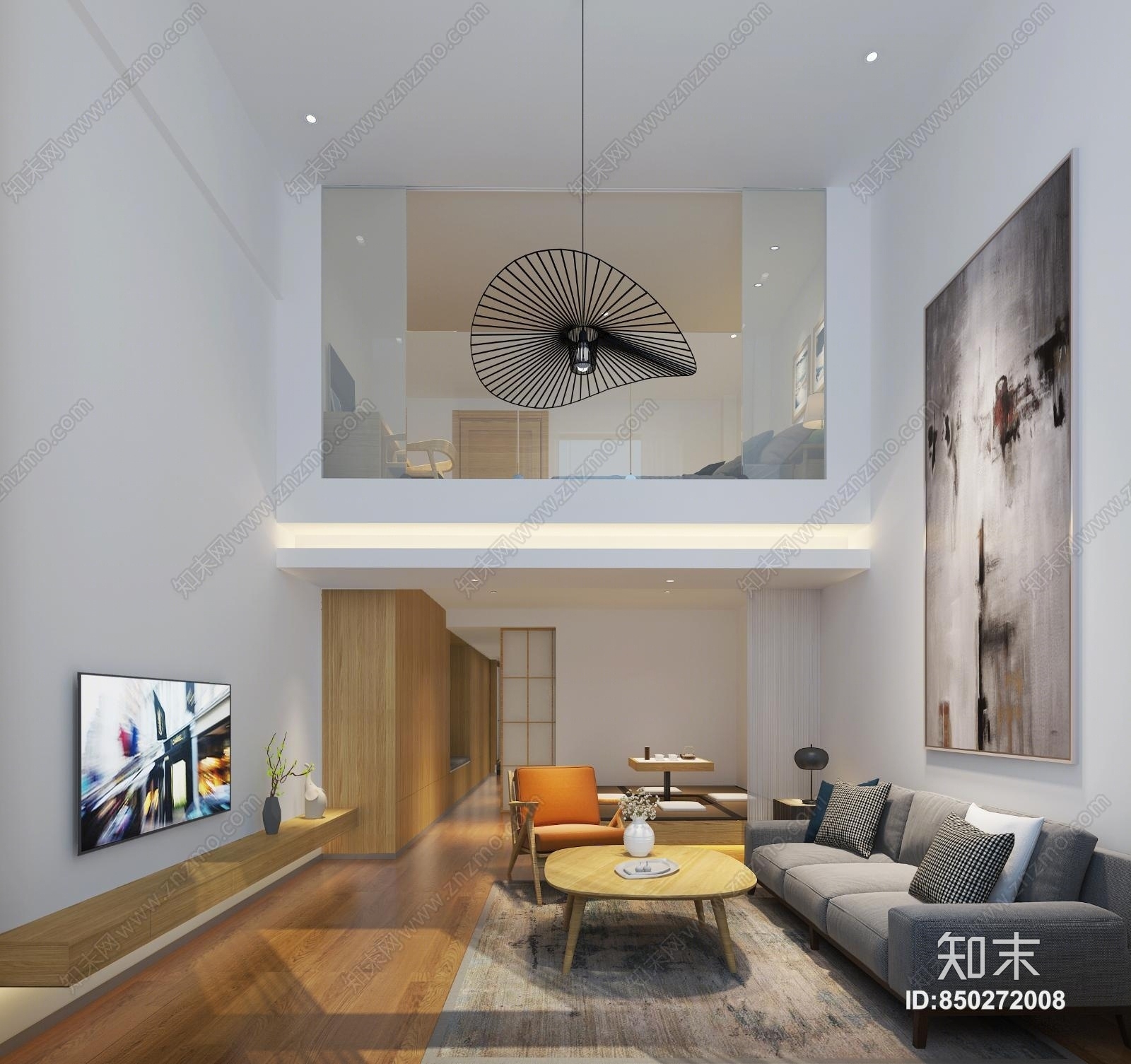 现代loft客厅3D模型下载【ID:850272008】