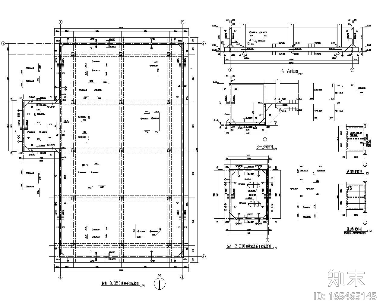 某厂区循环水池混凝土结构施工图(CAD)施工图下载【ID:165465145】