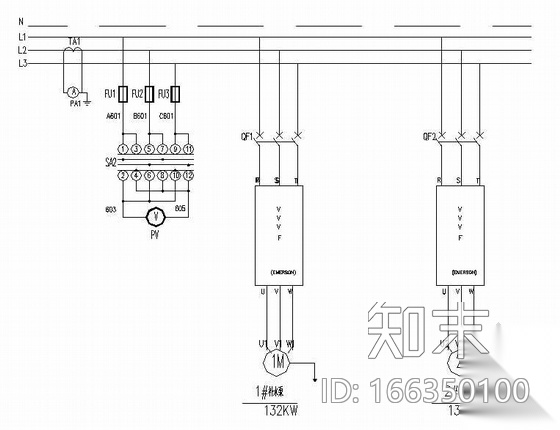 直供换热站132KW循环泵变频控制原理图cad施工图下载【ID:166350100】