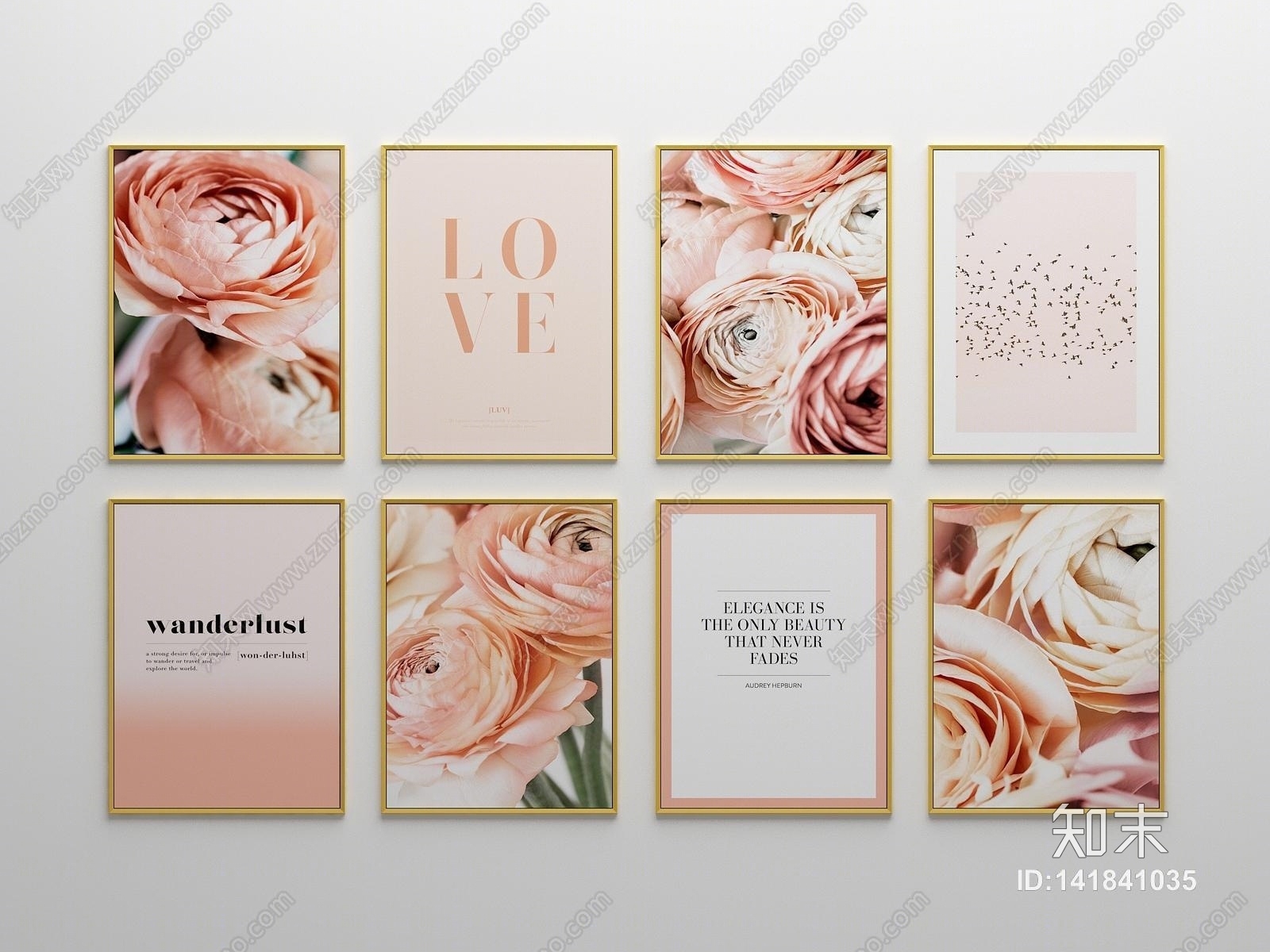 现代花毛茛魅力装饰挂画3D模型下载【ID:141841035】