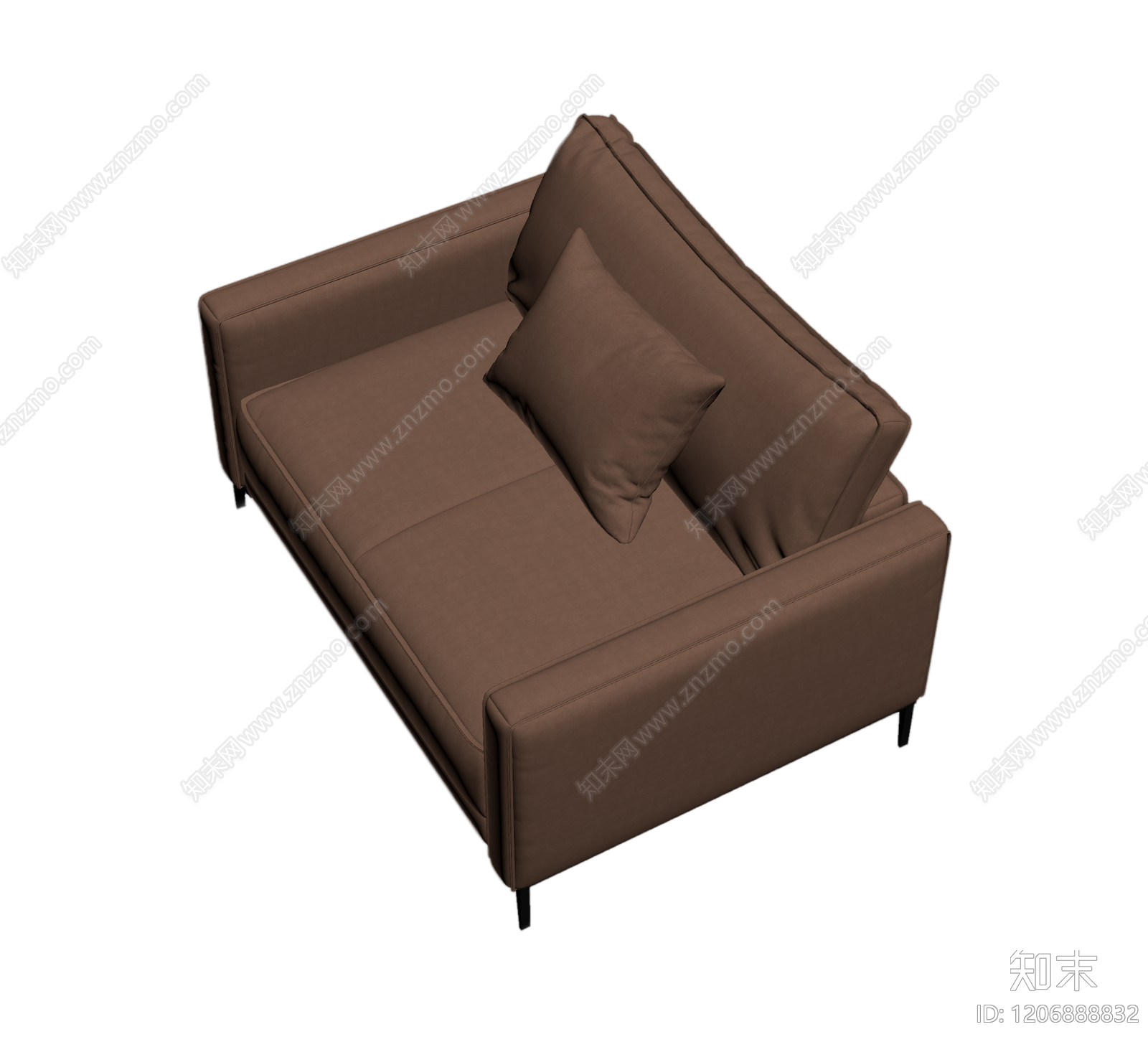 棕色皮质单人沙发3D模型下载【ID:1206888832】