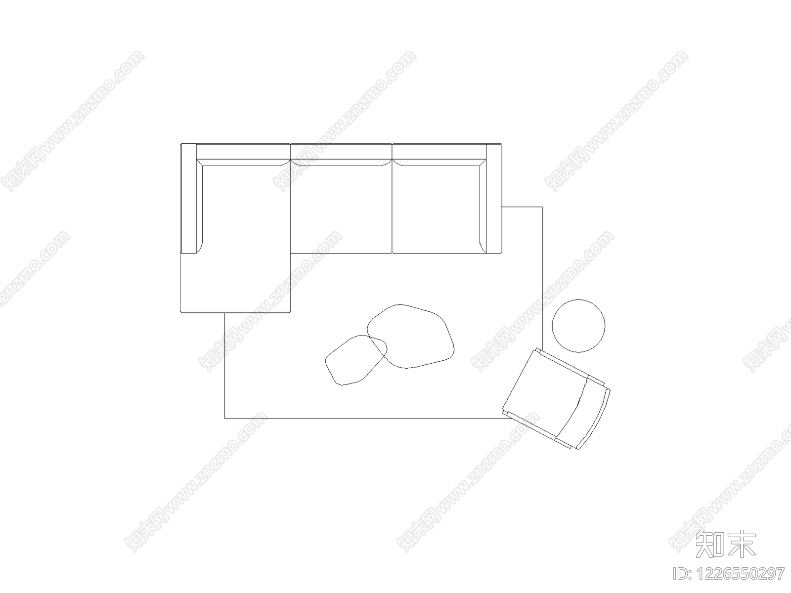 沙发cad施工图下载【ID:1226550297】