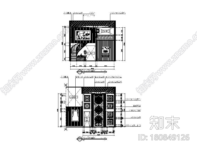 中式风格别墅设计全套CAD施工图（含效果图）cad施工图下载【ID:180849126】