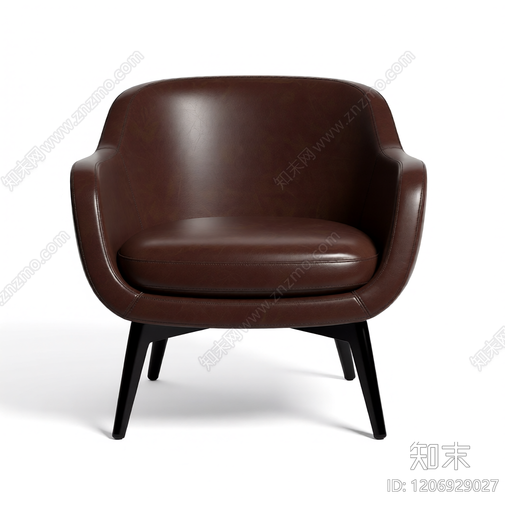 棕色皮质扶手椅3D模型下载【ID:1206929027】