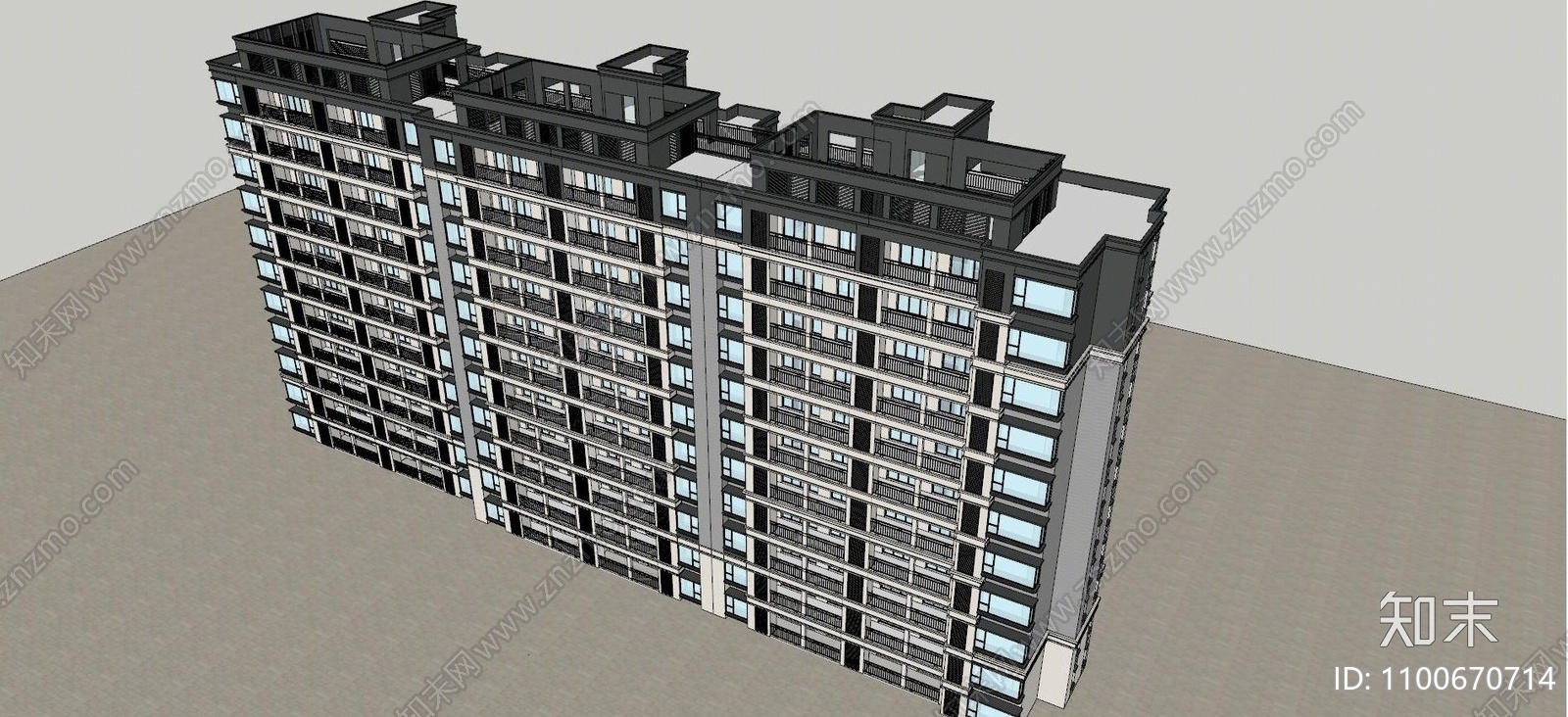 现代简约多层住宅SU模型下载【ID:1100670714】