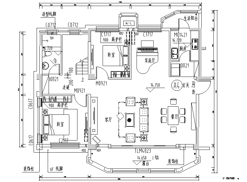 绝代芳华|香堤荣府别墅设计施工图（附效果图）cad施工图下载【ID:161761134】