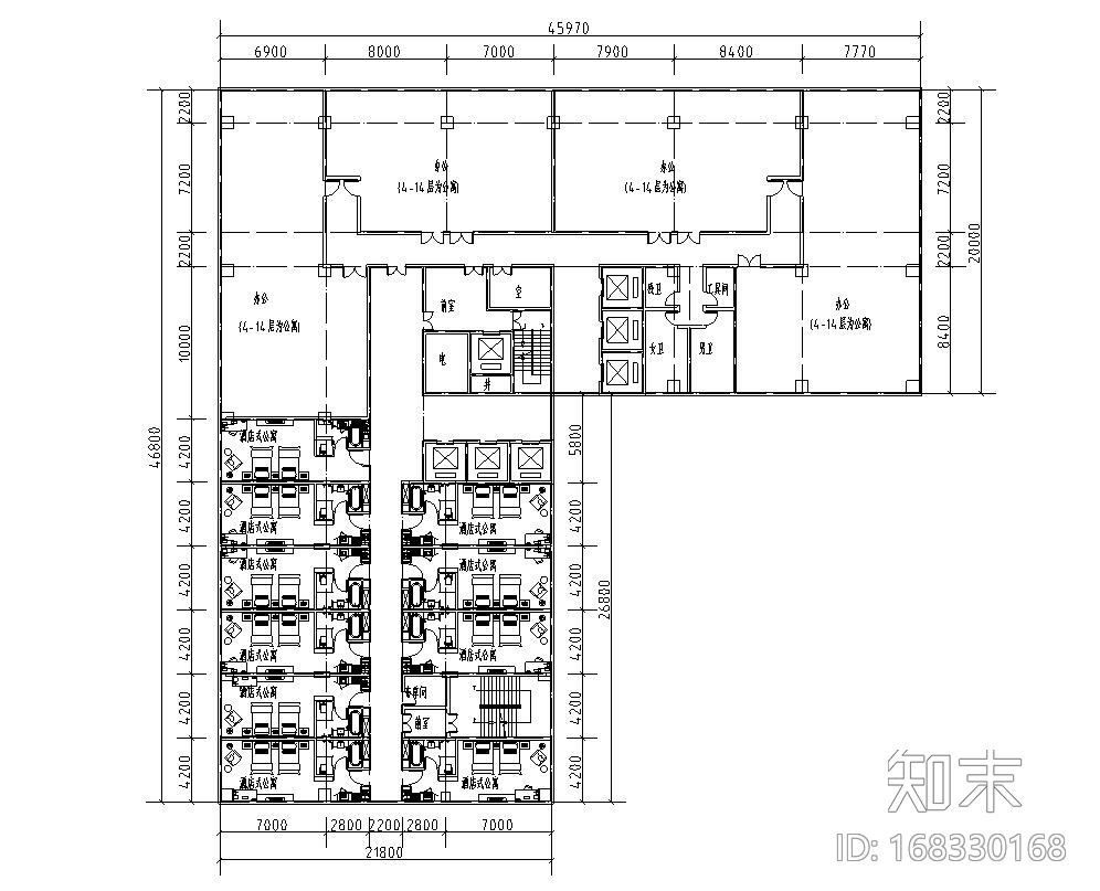 塔楼超高层户型平面设计图施工图下载【ID:168330168】