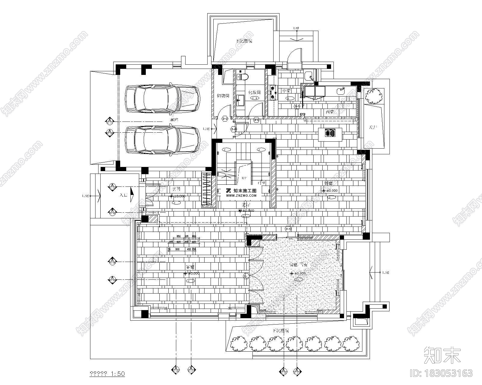 上海湯臣羅山路38河住宅B型別墅CAD施工图套图和实景效果图，别墅CAD建筑图纸下载cad施工图下载【ID:183053163】