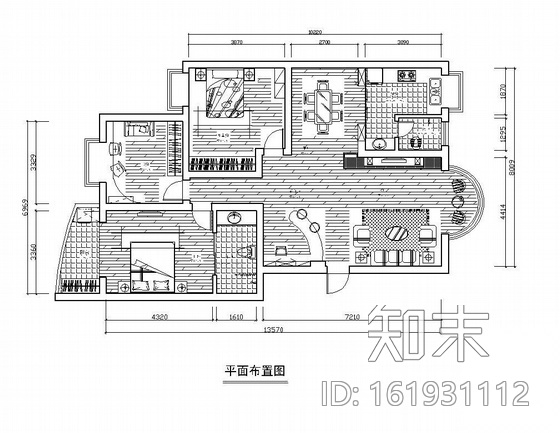 [湖南]三居室装修图cad施工图下载【ID:161931112】