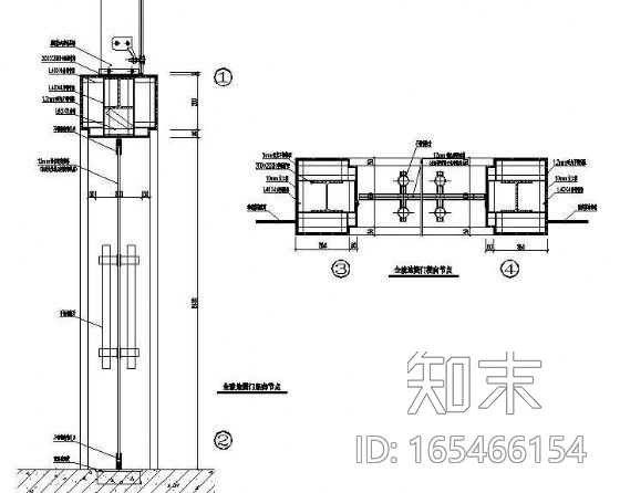 全玻地簧门cad施工图下载【ID:165466154】