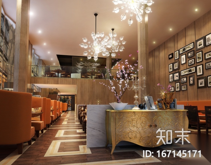 [宜兴]现代风格艺术茶餐厅设计施工图(含效果图)cad施工图下载【ID:167145171】