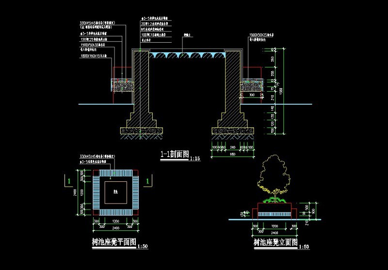 树池CAD详图cad施工图下载【ID:149670165】