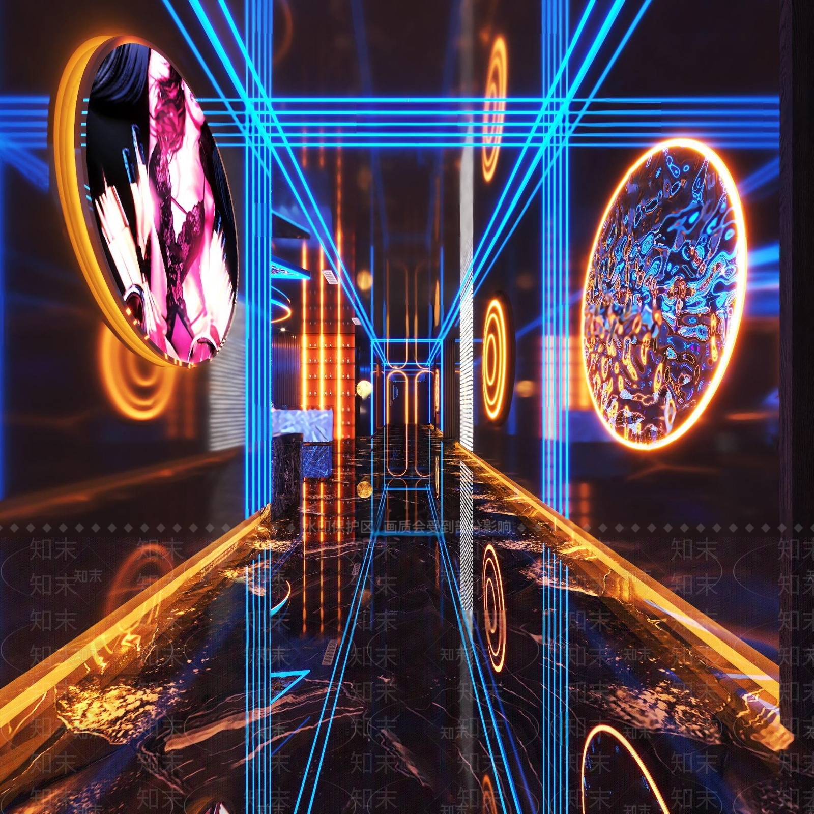 现代KTV走廊3D模型下载【ID:1124573684】