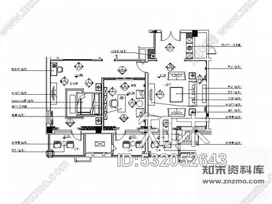 施工图天津豪华酒店套房总统房装修图cad施工图下载【ID:532052643】