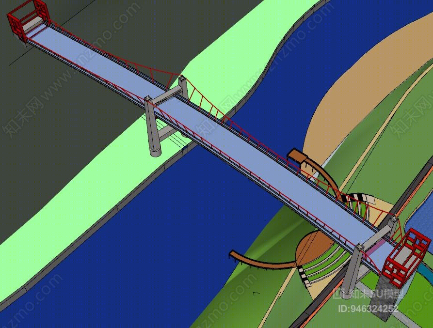 现代玻璃桥SU模型下载【ID:946324252】