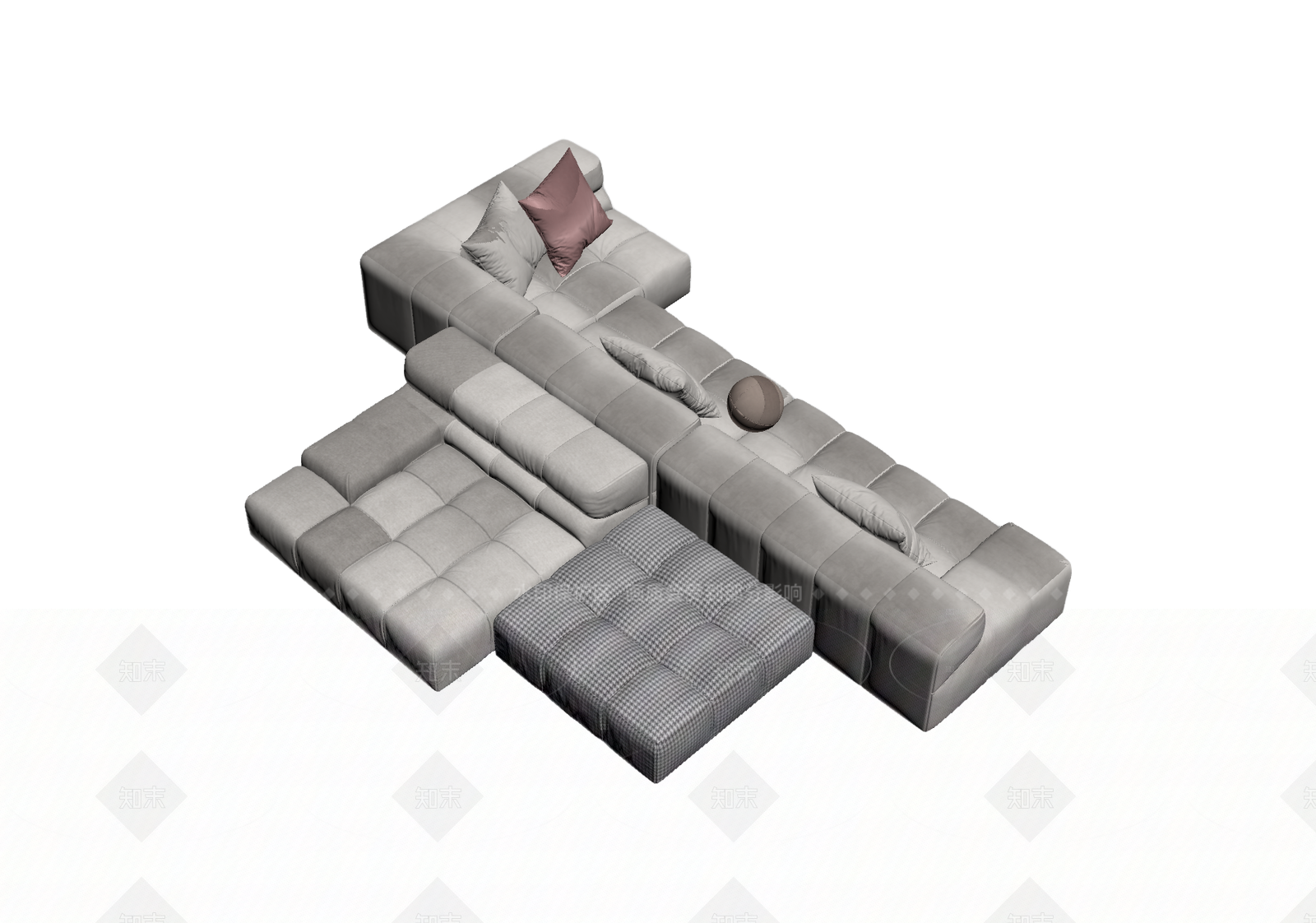 现代L型沙发组合3D模型下载【ID:1205544327】
