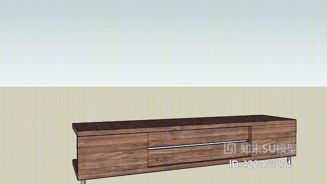 双抽屉式核桃电视柜SU模型下载【ID:422178274】