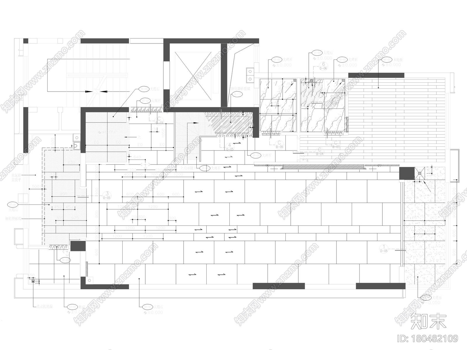 [郑州]288㎡四居上叠复式户型样板房施工图cad施工图下载【ID:180482109】