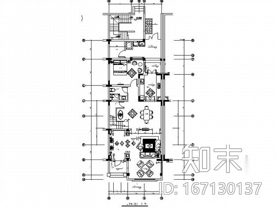 [上海]高档纯别墅区联排两层混搭风格别墅设计装修图cad施工图下载【ID:167130137】